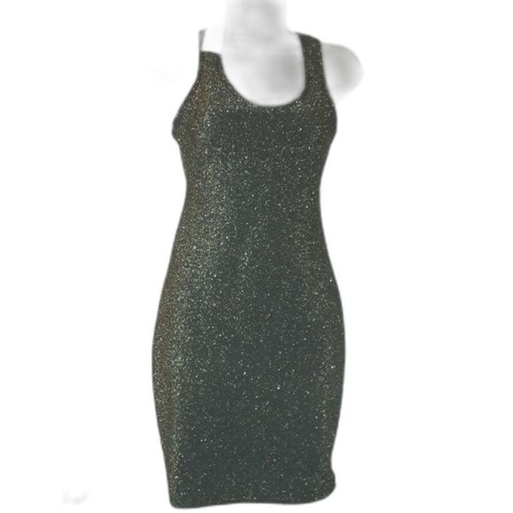See You Monday Medium Green Metalic Bodycon Dress NWT